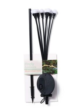 New! Solar Firefly Garden Stake Lights - Black with White, 8 Bulbs